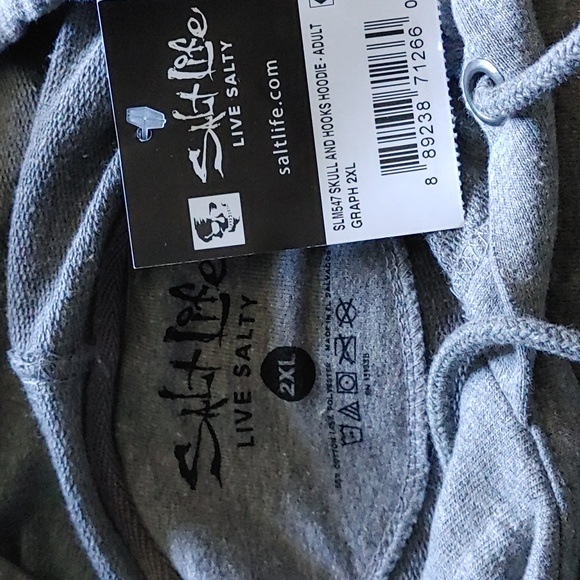 Salt Life Skull gray pullover hoodie Sz.2XL NWT - Picture 6 of 6